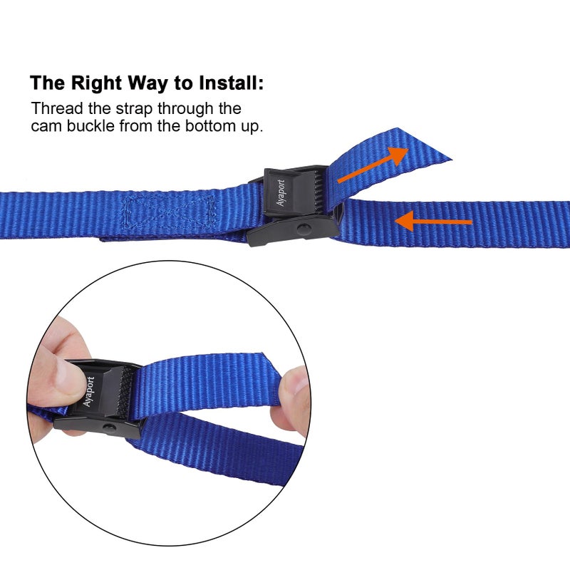 Ayaport Lashing Straps with Buckles Adjustable Cam Buckle Tie Down Cinch Strap for Packing Blue - Image 5